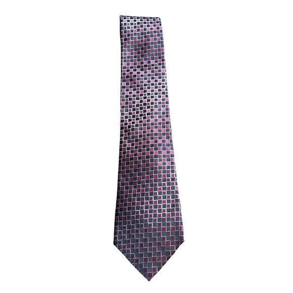 Alfani Men's Geometric Checkered Silk Tie Classic - Picture 8 of 13